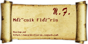 Mácsik Flóris névjegykártya